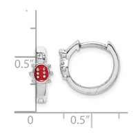 Sterling Silver Madi K RH-plated Enamel Ladybug Round Hoops