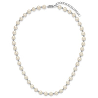 Sterling Silver Rhodium-plated White FW Cultured Pearl Necklace