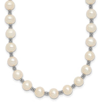 Sterling Silver Rhodium-plated White FW Cultured Pearl Necklace