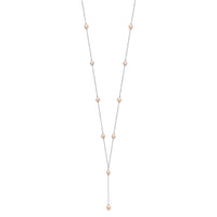 Sterling Silver Rhodium-plated Pink FW Cultured Pearl Y-Drop Necklace