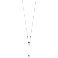 Sterling Silver Rhodium-plated Black FWC Pearl Y-Drop Necklace