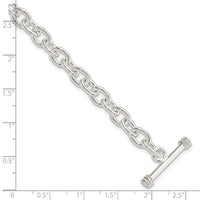 Sterling Silver 7.75inch Polished Fancy Link Toggle Bracelet