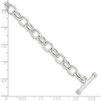 Sterling Silver 7.75inch Polished Fancy Link Toggle Bracelet