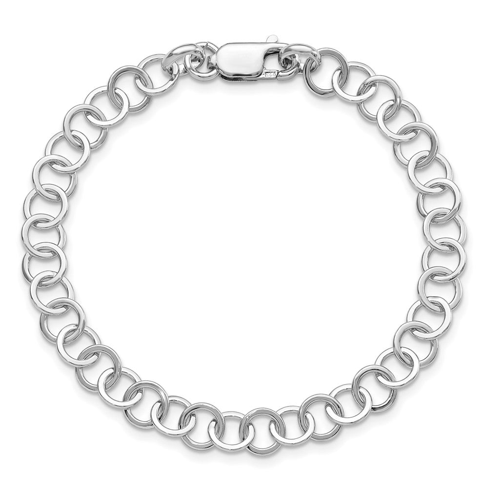 Sterling Silver Amore La Vita Rhod-pl 7.5 inch Fancy Link Charm Bracelet