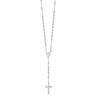 Sterling Silver Polished Beaded Rosary 30 inch Necklace