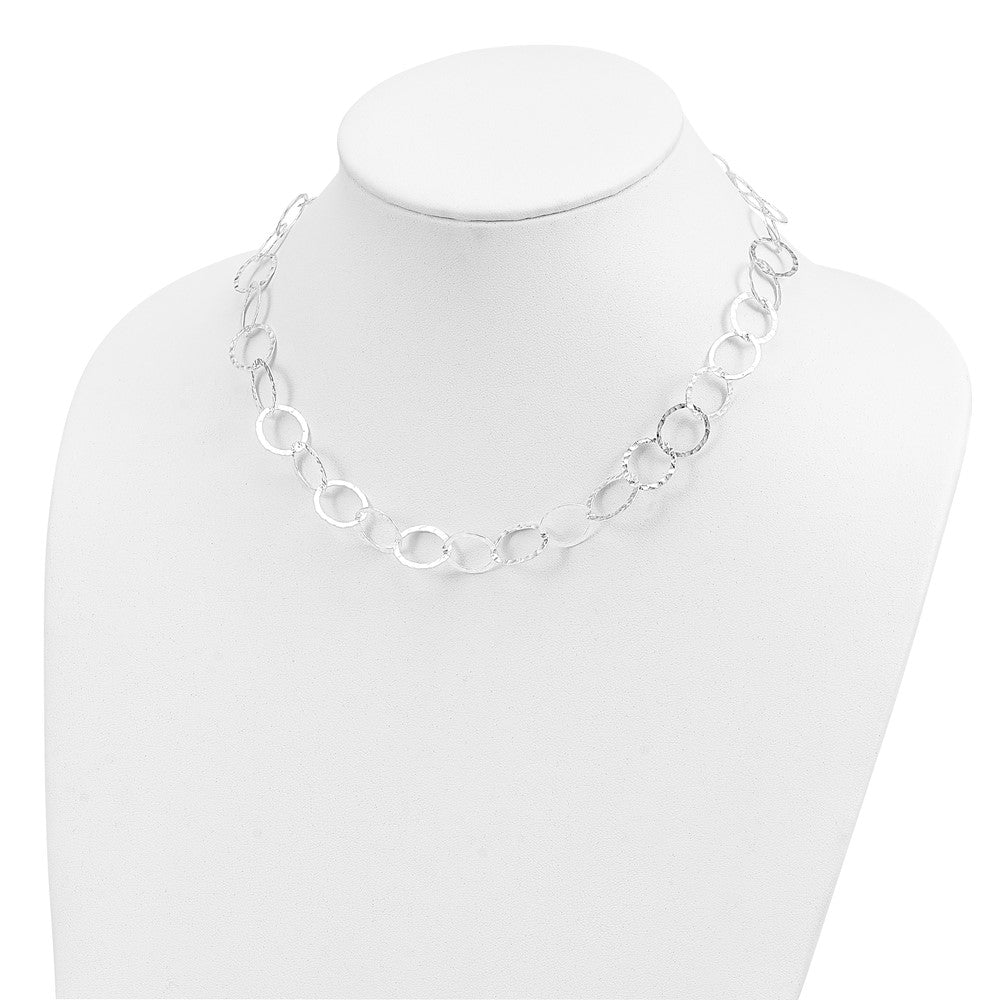 Sterling Silver Fancy Hammered Necklace