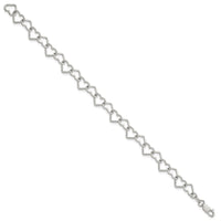 Sterling Silver 7 inch Polished Fancy Heart Link Bracelet