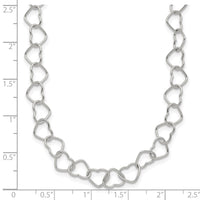Sterling Silver 18inch Polished Fancy Heart Link Necklace
