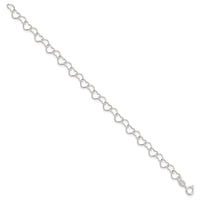 Sterling Silver 8inch Polished Fancy Heart Link Bracelet