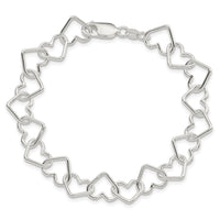 Sterling Silver Polished Fancy Large Heart Link Bracelet
