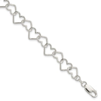 Sterling Silver Polished Fancy Large Heart Link Bracelet