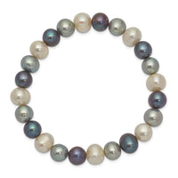 8-9mm FW Cultured White/Grey/Black Pearl Stretch Bracelet