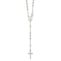 Sterling Silver Polished Bead Rosary 21 inch Necklace