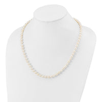 Sterling Silver Rhodium 6-7mm White Freshwater Cultured Pearl Necklace