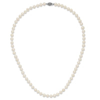 Sterling Silver Rhodium 6-7mm White Freshwater Cultured Pearl Necklace