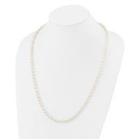 Sterling Silver Rhodium 6-7mm White Freshwater Cultured Pearl Necklace
