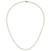 Sterling Silver Rhodium 6-7mm White Freshwater Cultured Pearl Necklace