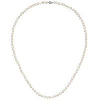 Sterling Silver Rhodium 6-7mm White Freshwater Cultured Pearl Necklace