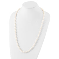 Sterling Silver Rhodium 8-9mm White Freshwater Cultured Pearl Necklace