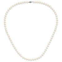Sterling Silver Rhodium 8-9mm White Freshwater Cultured Pearl Necklace