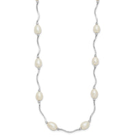 Sterling Silver Rh-plated 6-7mm White FW Cultured Pearl Necklace