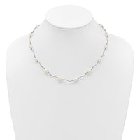 Sterling Silver Rh-plated 6-7mm White FW Cultured Pearl Necklace