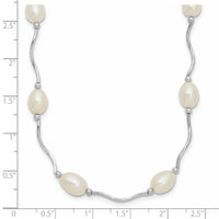 Sterling Silver Rh-plated 6-7mm White FW Cultured Pearl Necklace
