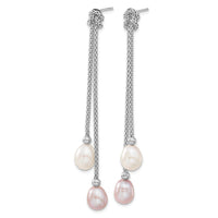 Sterling Silver Rhodium FWC Pearl Knot 18 in. Necklace/Earring Set
