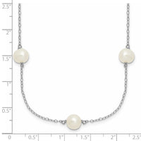 Sterling Silver Rhodium 7-8mm White FWC Pearl w/2in ext. Necklace