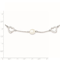 Sterling Silver Rhodium 7-8mm White FWC Pearl w/2in ext. Necklace