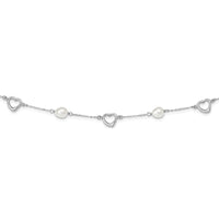 Sterling Silver Rhodium 7-8mm White FWC Pearl w/2in ext. Necklace