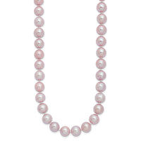 Sterling Silver Rh-plated 9-10mm Purple FW Cultured Pearl Necklace