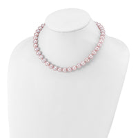 Sterling Silver Rhodium-plated 9-10mm Purple FWC Pearl Necklace