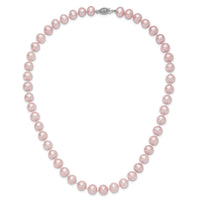 Sterling Silver Rh-plated 9-10mm Purple FW Cultured Pearl Necklace