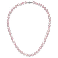Sterling Silver Rh-plated 9-10mm Purple FW Cultured Pearl Necklace