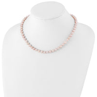 Sterling Silver Rhodium-plated 6-7mm Purple FWC Pearl Necklace
