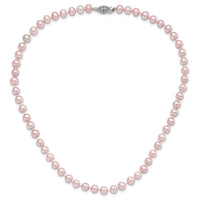 Sterling Silver Rhodium-plated 6-7mm Purple FWC Pearl Necklace