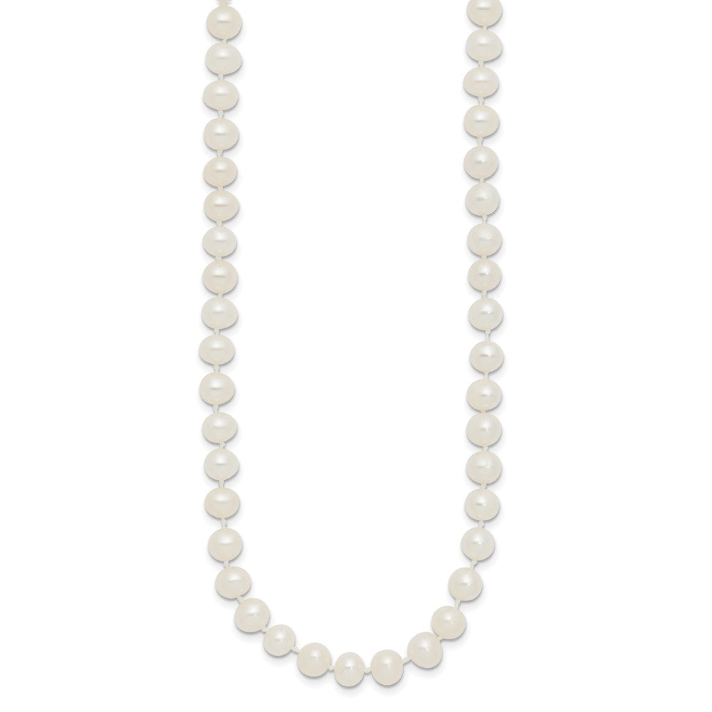 Sterling Silver Rhodium 5-6mm White FW Cultured Pearl Necklace