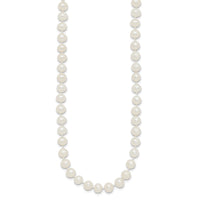 Sterling Silver Rhodium-plated 5-6mm White FWC Pearl Necklace