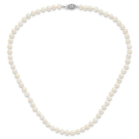 Sterling Silver Rhodium-plated 5-6mm White FWC Pearl Necklace