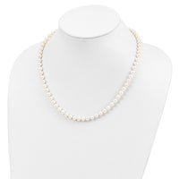 Sterling Silver Rhodium 5-6mm White Freshwater Cultured Pearl Necklace