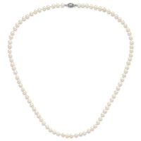 Sterling Silver Rhodium 5-6mm White FW Cultured Pearl Necklace