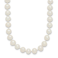Sterling Silver Rhodium 5-6mm White Freshwater Cultured Pearl Necklace