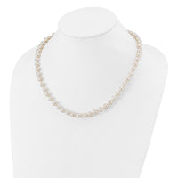 Sterling Silver Rhodium 7-8mm White Freshwater Cultured Pearl Necklace
