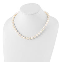 Sterling Silver Rhodium-plated 10-11mm White FW Cultured Pearl Necklace