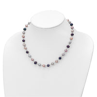 Sterling Silver RH Grey/Pink/Black FWC Pearl Neck/7.25 Brace/3pc Earring