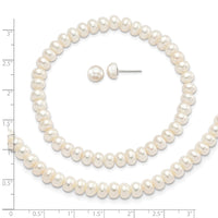 Sterling Silver Rhod-pltd White 6-7mm 3 piece FW Cultured Pearl Set