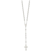 Sterling Silver Polished Beaded 26 inch Rosary