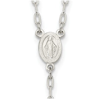 Sterling Silver Polished Beaded 26 inch Rosary
