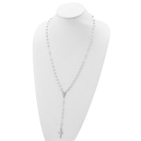 Sterling Silver Polished Beaded 26 inch Rosary